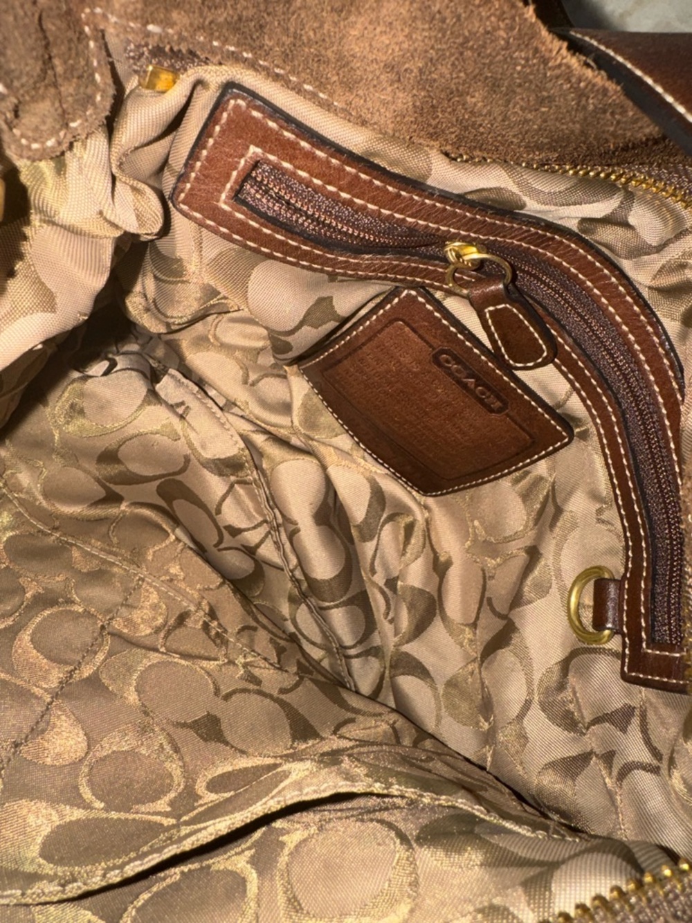 Vintage Coach Brown Suede Crossbody Bag with Tassel - Picture 4 of 9